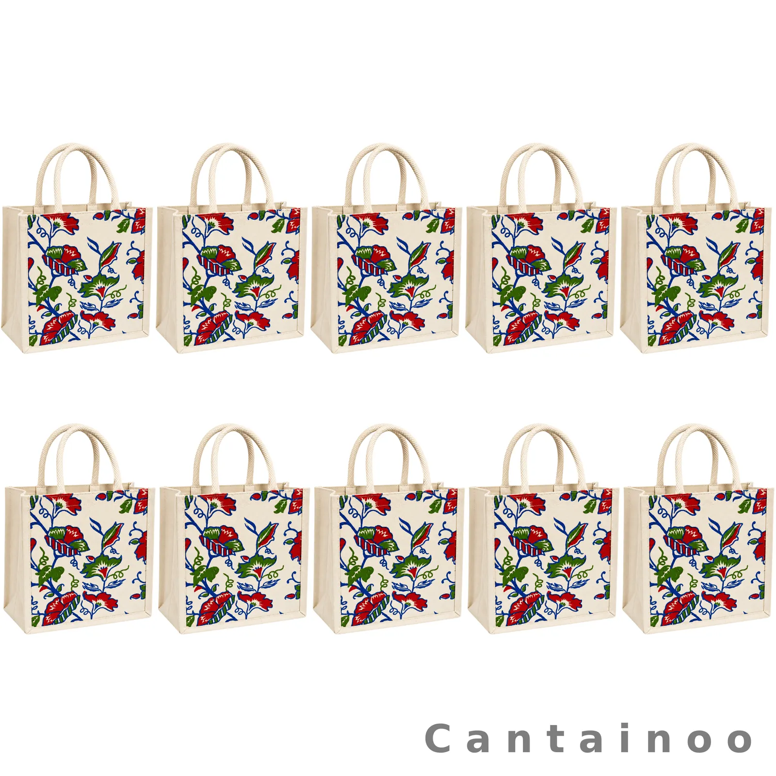Artisan Paisley Canvas Tote (Green & Red) — Reusable Shopping Bag