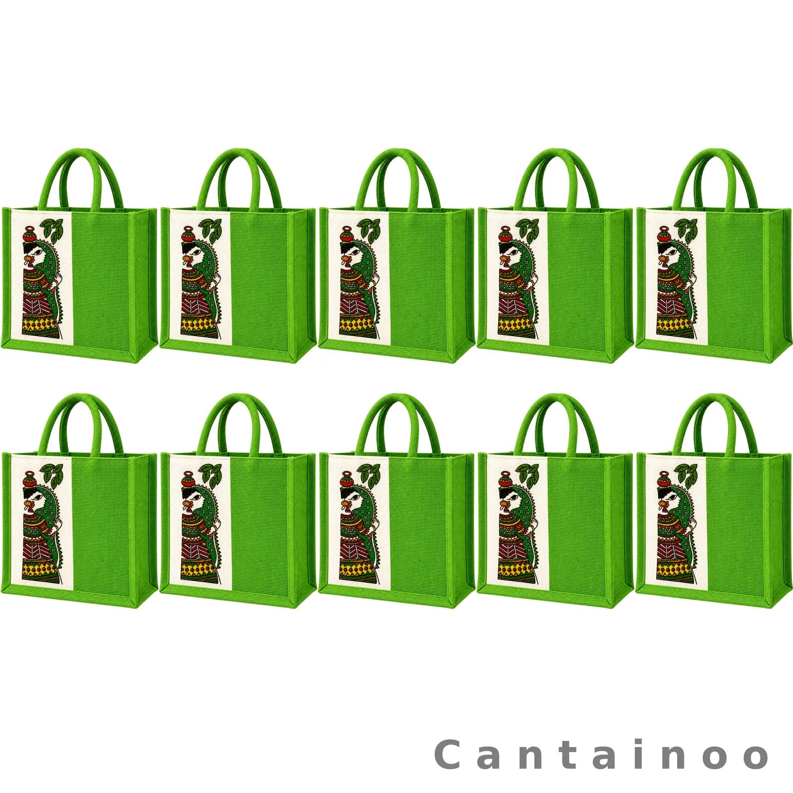 Goddess Durga Print Zip Jute Bag — Festive Pooja Return Gift Tote