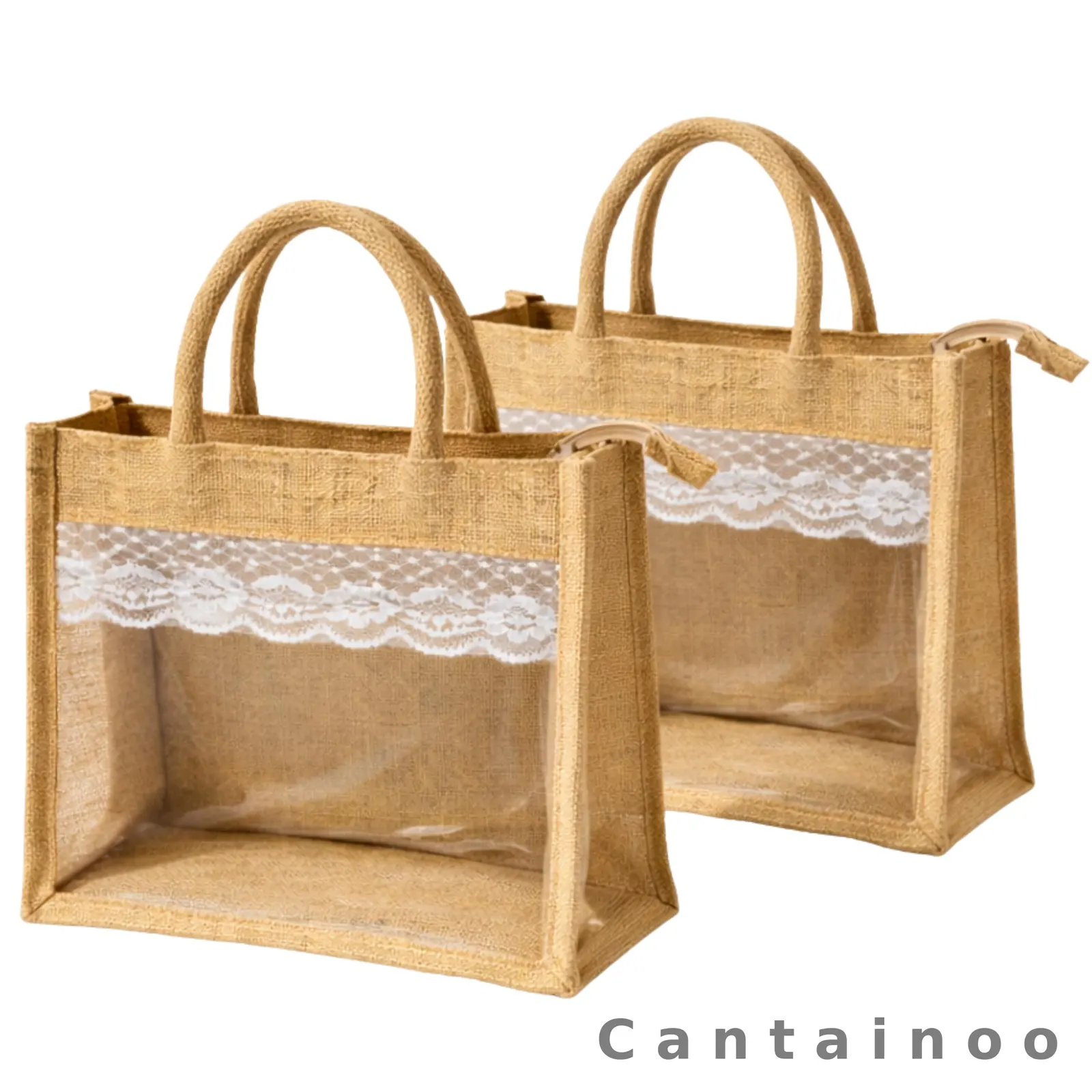 Natural Jute Bag with Clear Window — Hamper & Tambulam Gift Tote